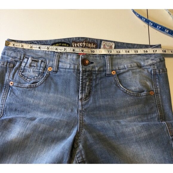 Freestyle Revolution Women's Baked Whisker Wash Boot Cut Jeans Blue Size 14 - Picture 10 of 10